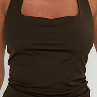 Assumptions Halter Top Brown
