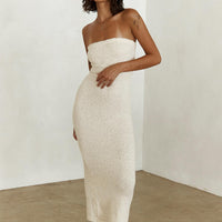 Cloud Strapless Boucle Maxi Dress Cream