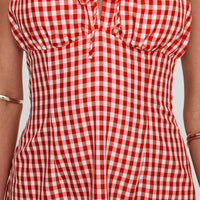 Double Date Mini Dress Red Gingham