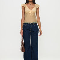 Keysia Cap Sleeve Sheer Top Apricot