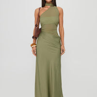 Indiara Halter Mesh Maxi Dress Green