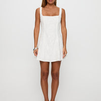 You Can Embroidered Mini Dress White