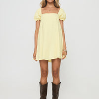 Beyond Linen Blend Mini Dress Yellow