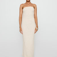 Cloud Strapless Boucle Maxi Dress Cream