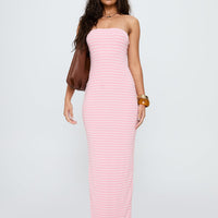 Savins Strapless Maxi Dress Pink Stripe