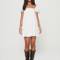 Beyond Linen Blend Mini Dress White
