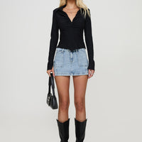 Pacific Coast Denim Cargo Skirt Light Wash