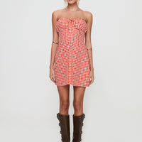 Double Date Mini Dress Red Gingham