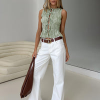 Serenitia Mid Rise Straight Leg Relaxed Jeans White Wash
