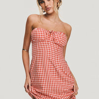 Double Date Mini Dress Red Gingham