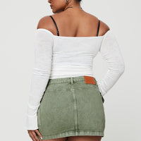 Zakai Cargo Denim Mini Skirt Green