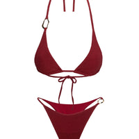 Aimi Glitter Tie Side Bikini Bottoms Red