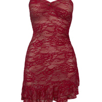Hailees Lace Strapless Mini Dress Red