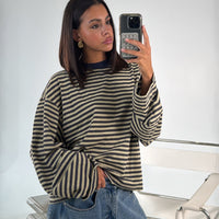 Bloom Long Sleeve Beige Stripe
