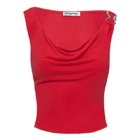 Quincey Cowl Neck Top Red