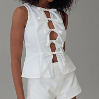Luminary Tie Up Top White