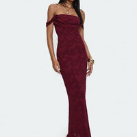 Azura Off The Shoulder Maxi Dress Burgundy