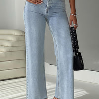 Fawcett High Rise Straight Leg Jeans Light Blue Wash