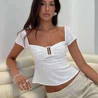 Isabetta Short Sleeve Top White
