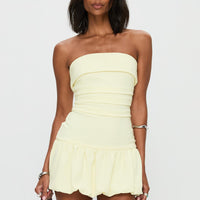 Mousse Strapless Mini Dress Lemon