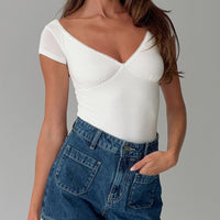 Loveydove Short Sleeve Bodysuit White