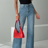 Henesey High Rise Straight Leg Jeans Mid Blue Wash