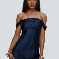 Zabbarra Off The Shoulder Mini Dress Navy