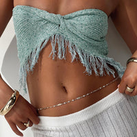 Kovac Reversible Fringe Tube Top Blue