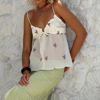 Cinnamon Embroidered Top Cream
