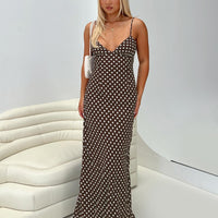 Jorjana Polka Maxi Dress Brown / White