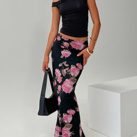 Modalla Maxi Skirt Black Floral
