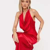 Big Deal Halter Maxi Dress Red