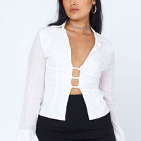 Nial Long Sleeve Top White