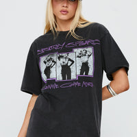 Britney Spears Gimme More Oversized Graphic Top Washed Black
