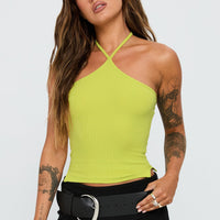 Baseline Halter Rib Top Green