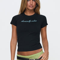 Chronically Online Graphic Top Black