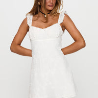 Beacall Embroidered Mini Dress White