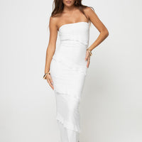 Lasher Strapless Maxi Dress White