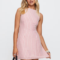 Alfalfa Shift Mini Dress Red Stripe