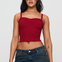 Essentials Ruched Rib Cami Top Red