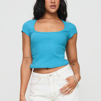 Baseline Square Neck Rib Top Blue