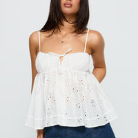 Moving Forward Tie Detail Top White