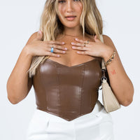Jessica PU Bustier Brown