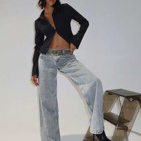 Ellanor Low Rise Straight Leg Jean Washed Grey