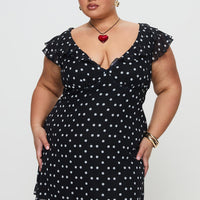I Guess So Mini Dress Black Polka Dot