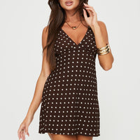 Nellie Mini Dress Brown Polka Dot