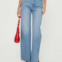 Henesey High Rise Straight Leg Jeans Mid Blue Wash