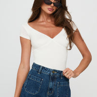 Loveydove Short Sleeve Bodysuit White