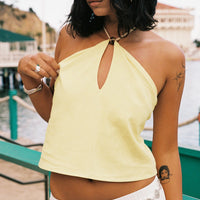 Santorini Crush Bead Detail Top Lemon