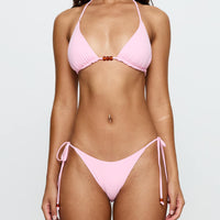 Glora Tie Side Beaded Bikini Bottom Pink